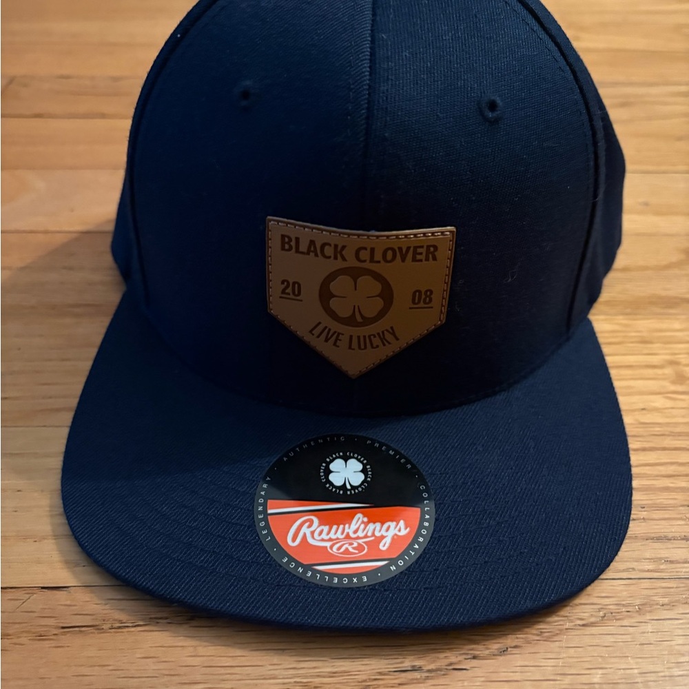 Rawlings Dark Blue (navy) Baseball Cap with Brown leather Patch
